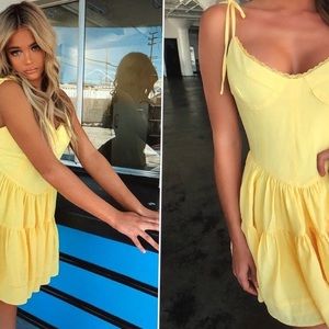 Tiger Mist Yellow Bijou Mini Dress